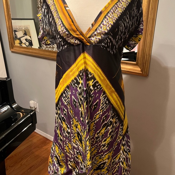 Vibrant Multicolor V-Neck Dress - Picture 1 of 4